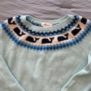 Vineyard Vines Light Blue Whale Yoke Crewneck Sweater